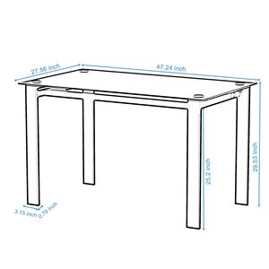 Tavolo da pranzo rettangolare nero moderno con piano in vetro temperato e semplici gambe in metallo per soggiorno o uso cucina - Product Image 6