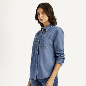 Nardon Apparel 2025 Venta caliente Camisa de calidad superior para la venta Camisas de mezclilla Hechas en camisas de mezclilla casuales para mujeres - Product Image 3