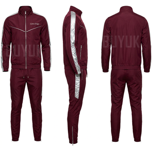 Survêtement Homme Marron Crème à Blocs de Couleurs, Manches Longues, Fermeture Éclair, Col Montant, Coupe Sportive Droite, en Polyester, Idéal pour l'Automne - Product Image 4