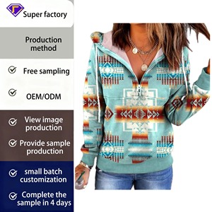 Sudadera con capucha unisex personalizada al por mayor con cremallera de un cuarto, estampado geométrico, estilo urbano, servicio OEM - Product Image 6