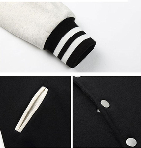 Veste de baseball en molleton de coton de qualité supérieure, col montant avec manches contrastantes, pour homme et garçon, automne-hiver - Product Image 6