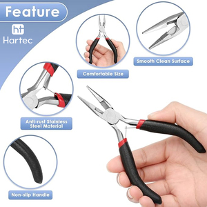 Wholesale Professional Carbon Stainless Steel Jewelry Making Pliers Mini Round Nose <b>Wire</b> Wrapping Beading Tools Set - Product Image 4
