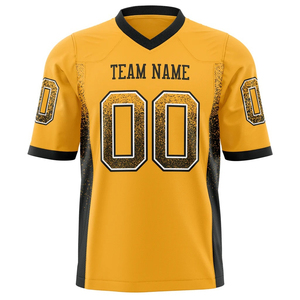 Maillot de football américain jaune et noir pour homme, col en V, manches courtes, impression sublimée, évacuation de l'humidité, coupe régulière, nom de l'équipe 00 - Product Image 4