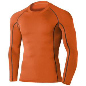 Custom <b>Compression</b> <b>Shirt</b> <b>Mens</b> Orange Long Sleeve Base Layer Gym Workout Fitness Athletic Tight <b>Shirt</b> Dry Fit Rash Guard Top - Product Image 1