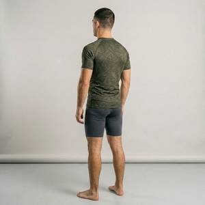 Men's Geometric Pattern Compression <b>Shirt</b> Short Sleeve O-Neck Quick Dry Sporty Fit Active Wear - Product Image 5