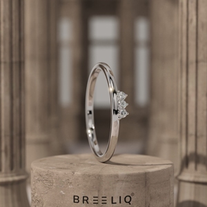 14K Gold Three Stone Lab Grown Diamond Ring Minimalist Dainty <b>Wedding</b> Band Elegant Stackable Ring for Women - Product Image 1