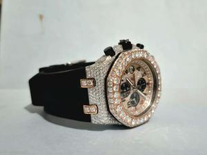 Reloj Analógico de Lujo con Cristales de Moissanita y Diamantes, Estilo Hip Hop, Antiguo y de Moda, para Profesionales, en Venta - Product Image 3