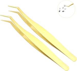 Gold Plated <b>Eyelash</b> Tweezers Smooth Tip Precision Lash Extension Tool Professional Beauty Salon Use Makeup <b>Applicator</b> fine tip - Product Image 1