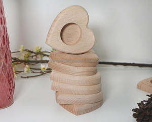 Porte-bougie en bois finition naturelle pour la décoration de la maison et les cadeaux - Product Image 5