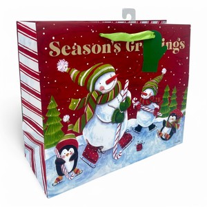 Handmade Eco-Friendly Classic <b>Christmas</b> <b>Large</b> Horizontal Coated Paper Recyclable Gift <b>Bags</b> Ribbon Glitter Foil Finishing - Product Image 6