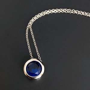 สร้อยคอไพลินจี้เงินสเตอร์ลิงสร้อยคอหินวันเกิดของขวัญคริสต์มาสสำหรับผู้หญิง - Product Image 1