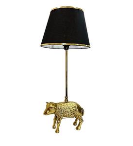 Lámpara de Mesa de Latón con Forma de Oveja y Pantalla de Tela Negra, Diseño Contemporáneo para Uso Residencial - Product Image 3