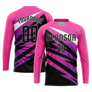 Maillot de football personnalisé violet gris-noir par sublimation, respirant, séchage rapide, été, manches courtes, col en V, unisexe, entraînement - Product Image 1