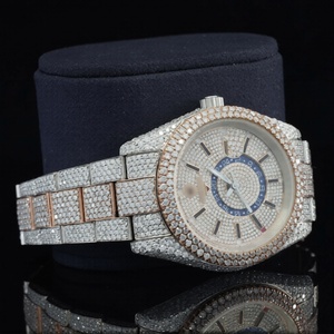 Relojes de Moda Personalizados de Hip Hop, de Acero Inoxidable, con Esfera de 6 mm y 41 mm, Escala Mixta, Moissanita, Totalmente Automáticos, Redondos, en Tono Rosa - Product Image 5