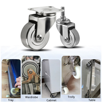 Roue pivotante à frein rigide M10 de 38-50 mm en acier inoxydable, usage léger, 1,5 et 2 pouces, vente directe usine