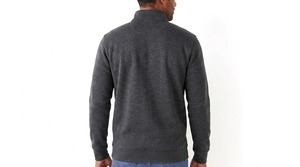 Sweat-shirt en molleton gris foncé pour homme, demi-zip, logo brodé sur le devant, coupe décontractée, idéal pour l'été, séchage rapide, respirant - Product Image 2