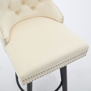 Tabourets de bar modernes en velours avec design pivotant, capitonnés et ornés de rivets, pour îlot de cuisine ou bistrot, en métal - Product Image 5