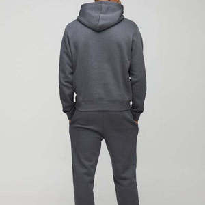Ensemble de survêtement gris pour homme, couleur unie, manches longues, coton léger, pantalon de jogging décontracté, poches à cordon, séchage rapide - Product Image 2