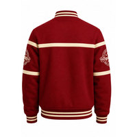 Veste universitaire Crimson avec lettres grecques brodées, style sororité 1913, style preppy, fermeture boutonnée, col montant, motif dessin animé