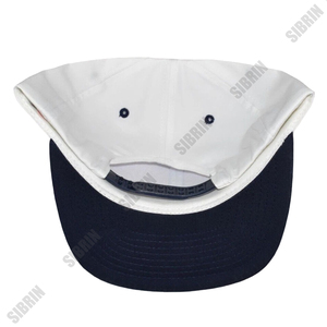 SIBRIN Custom Logo Unisex 6-Panel Baseball <b>Cap</b> White Navy Blue Color Cotton Twill Fabric Premium Baseball <b>Hat</b> <b>Flat</b> Brim Snapback - Product Image 3