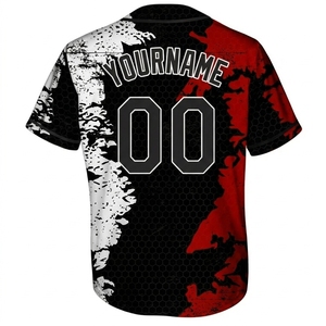 Camiseta de Béisbol Sublimada Personalizada con el Diseño de tu Equipo 00, Patrón de Camuflaje Rojo, Negro y Blanco, Unisex, para Adultos, Manga Corta, Transpirable, Ropa Deportiva - Product Image 3