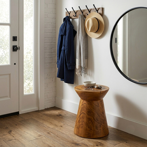 Luxe Solid Teak Hourglass Stool Honey Finish Modern <b>Rustic</b> Design Premium Teak Wood Durable <b>Side</b> <b>Table</b> Hotel Decor Bestseller - Product Image 4