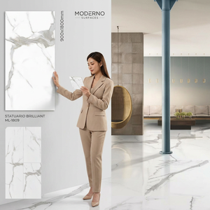 Azulejos de Porcelana Esmaltada Statuario de 900x1800 mm, Acabado Mate/Brillante, Resistentes al Ácido, Antibacterianos, para Interiores de Primera Calidad - Product Image 1