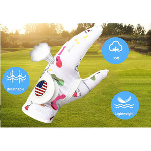 Paire de gants de golf pour femmes de haute qualité, en cuir imprimé, adhérence toutes saisons, adaptés à la main gauche et à la main droite - Product Image 4