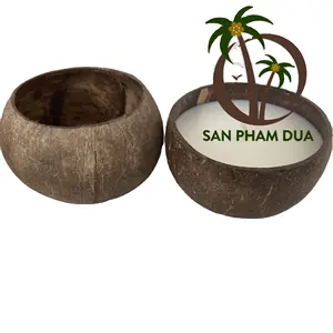 Vela ecológica de cáscara de coco, cuenco de cáscara de coco ecológico, vela hecha a mano, decoración del hogar de alta calidad de VIETNAM