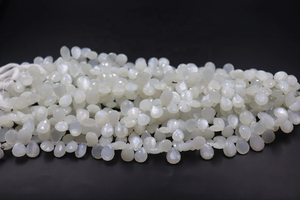 AAA White <b>Moonstone</b> Pear Beads Faceted Pear Shape 10x13 mm 9.5 Inches Briolette Beads For <b>Jewellery</b> Making - Product Image 6