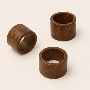 Lot d'anneaux de serviette en bois faits à la main pour la vente en gros – Décoration de table écologique en bois dur recyclé pour mariages et repas - Product Image 2