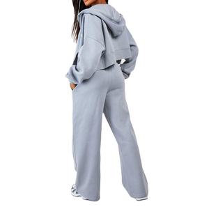 Conjunto Deportivo Casual de Primavera/Verano para Mujer, Camiseta de Manga Corta con Cuello Redondo, Pantalones Deportivos Anchos, Ropa para Correr, 100% Algodón - Product Image 2