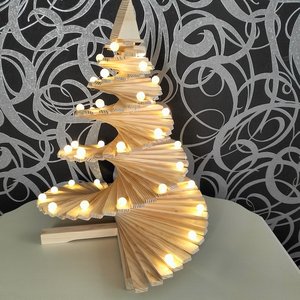 Árbol de Navidad de Madera Moderno y Brillante de Alta Calidad, Hecho a Mano, con Base, Decoración Festiva para Mesa - Product Image 3