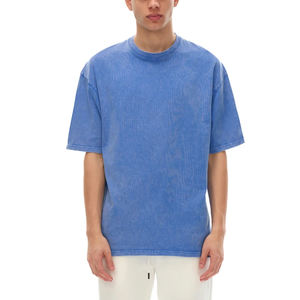 เสื้อยืดโอเวอร์ไซส์ หนัก 180GSM ล้างสีแบบแอซิดวอช สำหรับผู้ชายและผู้หญิง สกรีนโลโก้ได้ สตรีทแวร์ ผ้าคอตตอนวินเทจ ทรงหลวมไหล่ตก - Product Image 1