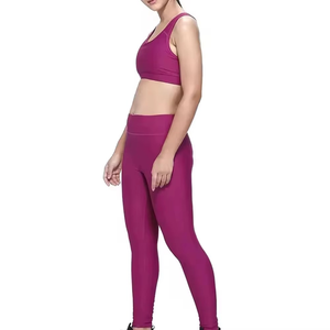 High Quality Stretchable Fabric Women's Yoga Set 2-Piece Adjusted <b>Strap</b> Front/Back Logo Quick-Dry Breathable - Product Image 2