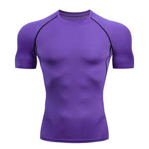 <b>Men's</b> Black Long Sleeve <b>Compression</b> <b>Shirt</b> Blank Quick Dry Slim Fit O-Neck Spandex/Polyester Front Logo Sporty 320g - Product Image 3