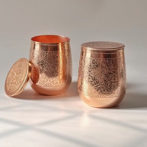Handcrafted Engraved Copper Storage <b>Jar</b> with Lid Airtight Kitchen Canister Tea Coffee Sugar <b>Cookie</b> Container Wholesale OEM - Product Image 2