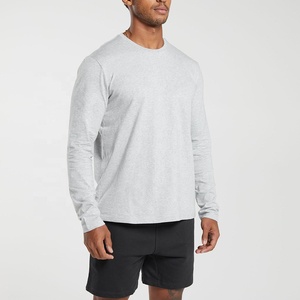 เสื้อยืดแขนยาวผู้ชายผ้าฝ้ายใยไผ่สีพื้นแฟชั่นขายส่งใหม่ปี 2025 - Product Image 2
