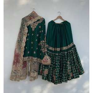 Salwar Kameez de Poliéster Verde de Diseño LG - Ropa de Fiesta con Dupatta Elegante, Talla M, Impresión Digital - Product Image 2