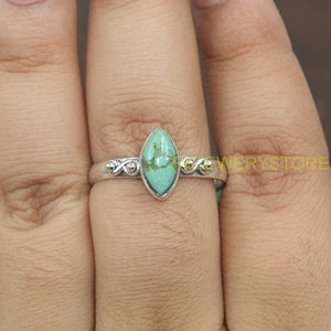 Anillo de Plata de Ley 925 con Turquesa Natural, Anillo de Turquesa Marquise Hecho a Mano, Anillo de Plata Boho, Joyería de Piedras Preciosas al por Mayor - Product Image 2