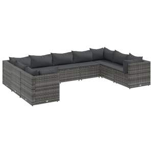 Conjunto de Muebles de Jardín de Ratán PE Gris de 9 Piezas con Reposabrazos Ajustables - Product Image 2