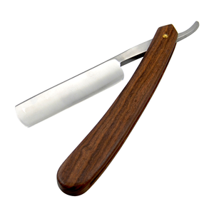 Navaja de Afeitar Recta de Acero Inoxidable con Mango de Plástico y Madera, para Afeitar la Cara, de Calidad Profesional, No Desechable, para Uso Profesional - Product Image 1