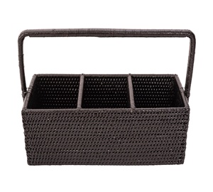 Vente en gros de caddie rectangulaire en rotin noir tissé à la main pratique et esthétique pour la cuisine domestique du Vietnam - Product Image 3