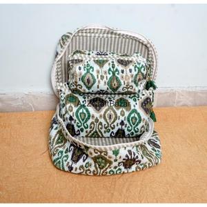 Handmade Quilted Cotton Light Fashion Reusable Small Eco-Friendly Makeup Bag Set Striped Zippered Cosmetic Pouch Toilet <b>Kit</b> - Product Image 4