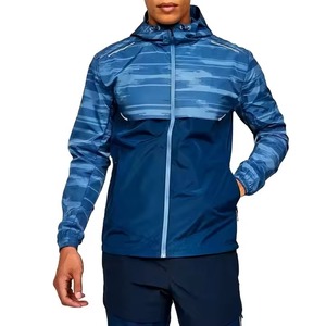 <b>Men's</b> Hooded Soft Shell <b>Jacket</b> Full Zip Water Resistant Gradient Blue Outdoor Sport Wear Regular Fit - Product Image 1