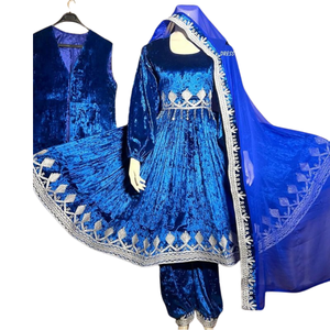 ชุดกำมะหยี่ปักลายเหรียญบาลอชิแบบดั้งเดิม ชุดคู่ชนเผ่ากุจิอัฟกัน ชุดแต่งงานชนเผ่าบันจารา - Product Image 1