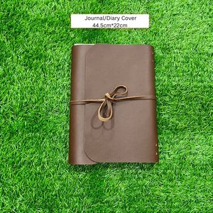 Couverture de carnet A5 en cuir de vache marron authentique, étui pour carnet de notes en cuir véritable tanné de qualité supérieure, accessoires de bureau professionnels - Product Image 2