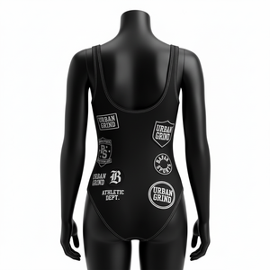 Maillot de bain femme en tissu polyester et élasthanne 200 GSM, noir, sportif, avec logo personnalisé par sublimation. - Product Image 5