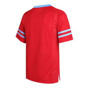 Maillot de football pour homme BRG, col en V rouge, manches courtes, avec rayures bleu clair, tissu en maille respirant, coupe classique - Product Image 6
