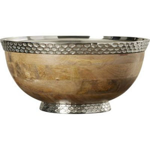 Bol de service alimentaire rond en bois de dernière conception avec base en métal pour table à manger, bols de service alimentaire multi-usages - Product Image 4